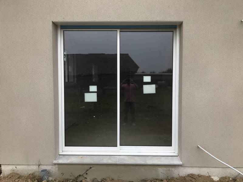 installation baie coulissante blanc aluminium proche cany barville 76